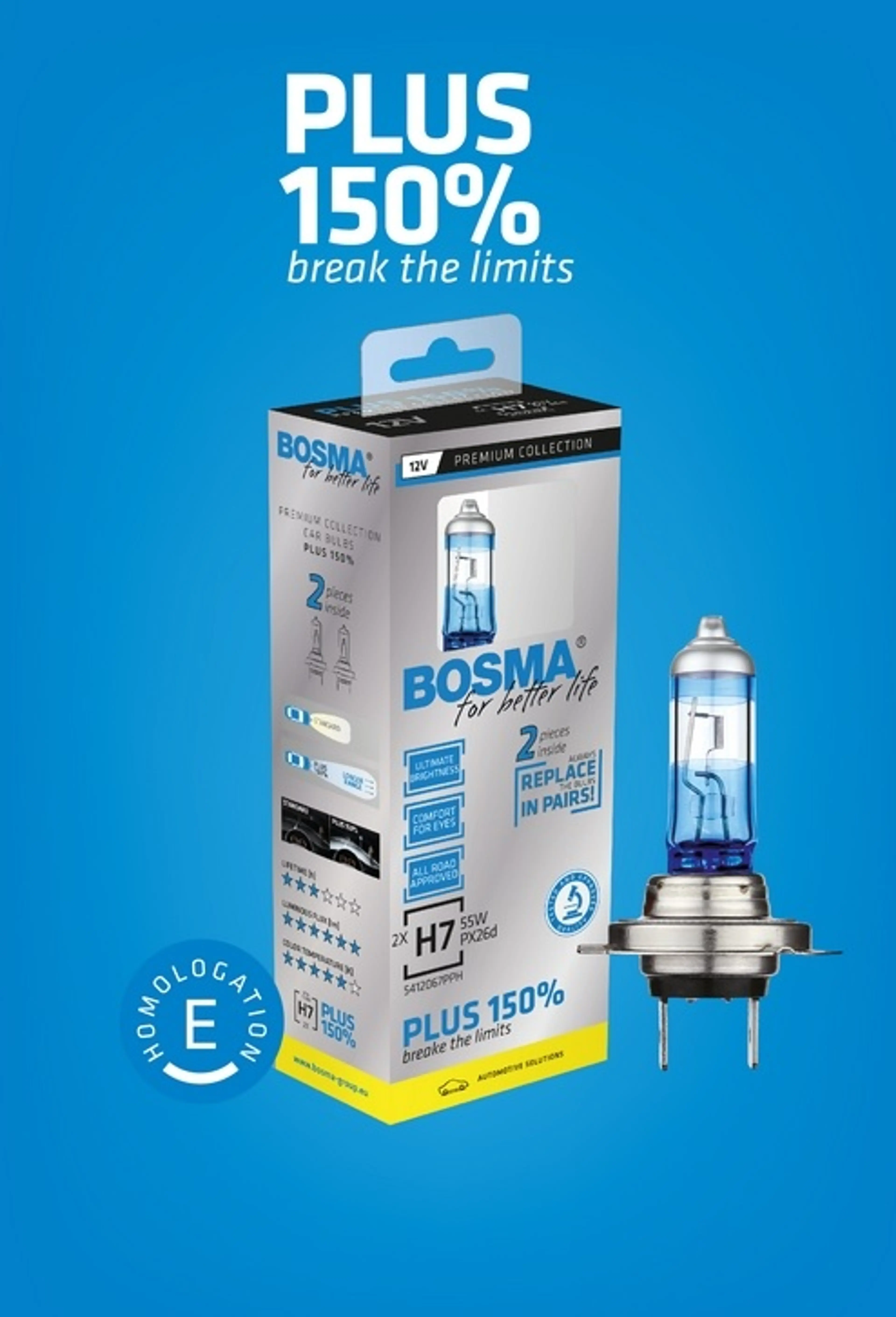BOSMA H7 PX26D -12V 55W +100% BLS