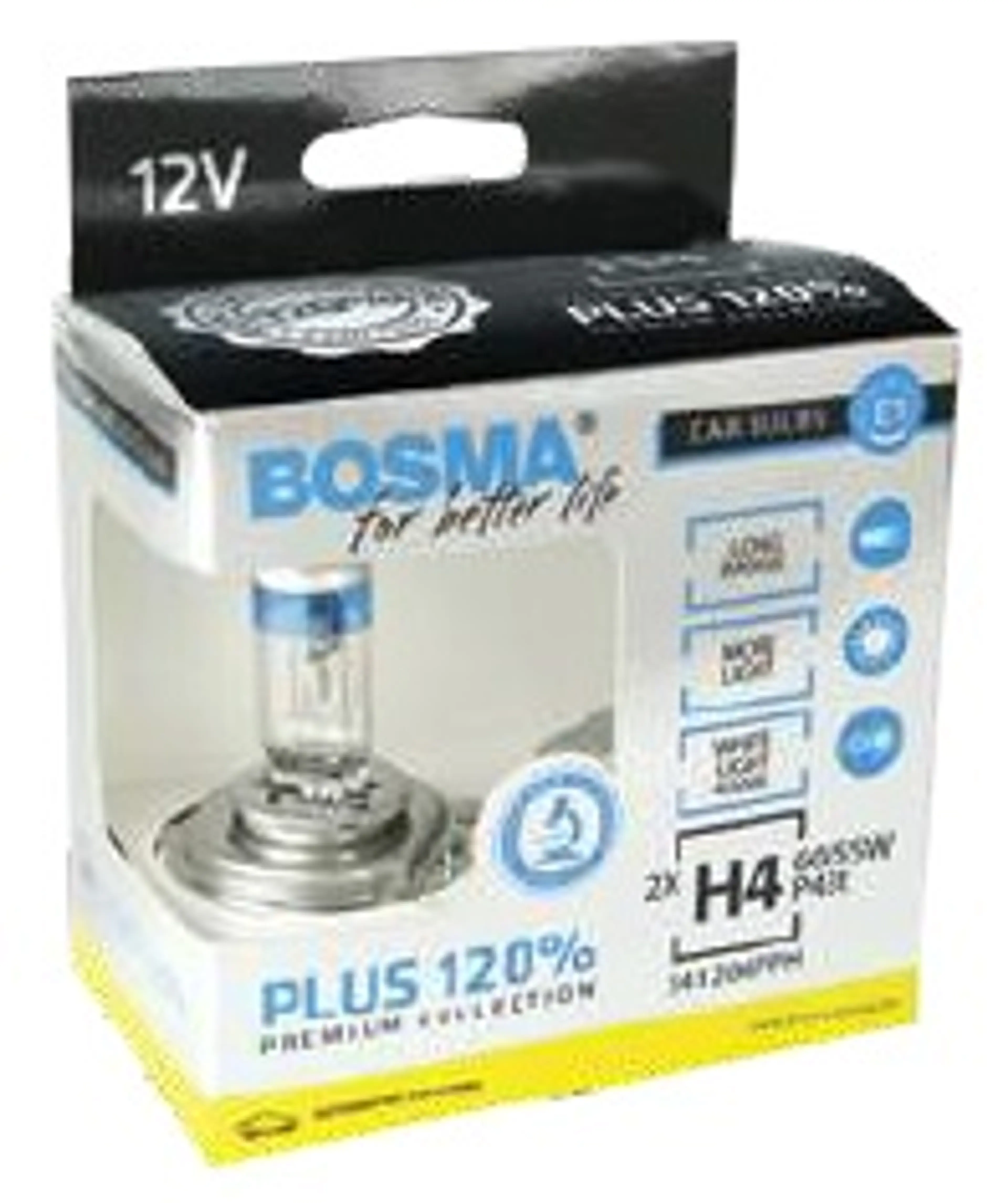 BOSMA H4 P43T -12V 60/55W +100% BLS