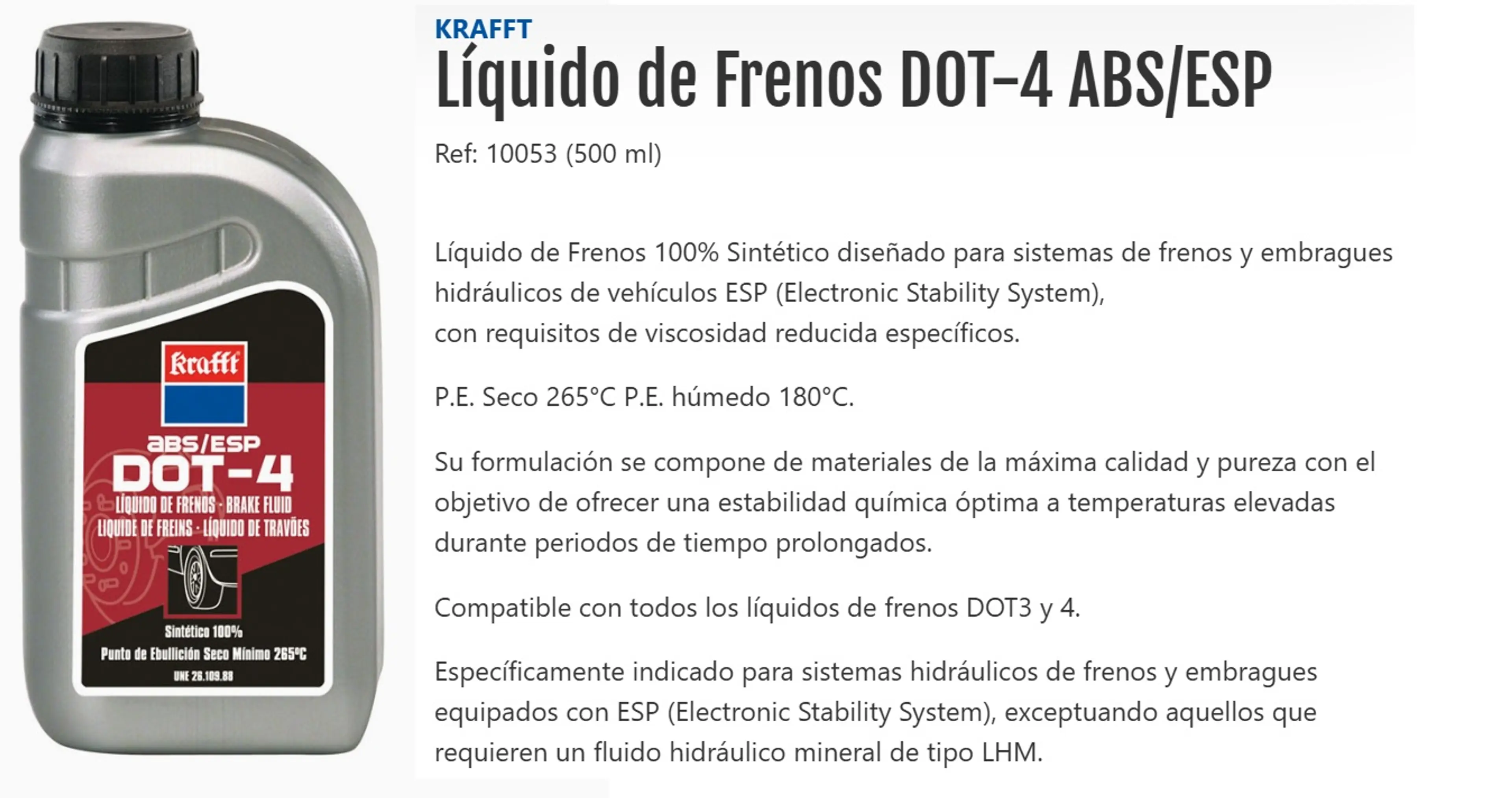 KRAFFT LIQUIDO FRENOS DOT-4 ABS/ESP