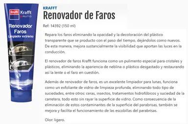 KRAFFT RENOVADOR FAROS 150ML.