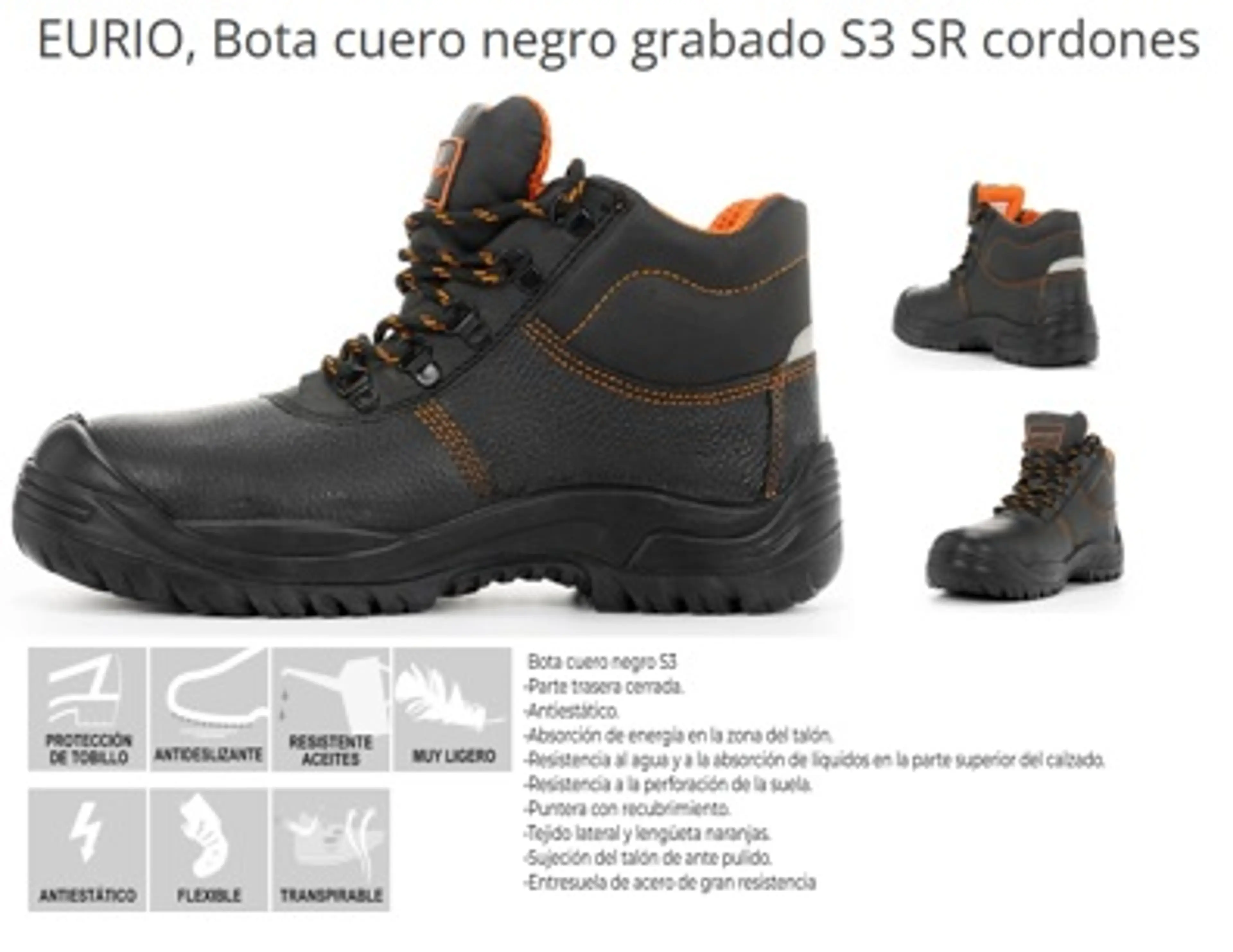 BOTA SEG.S3 SR CUERO NEGRO CORDONES